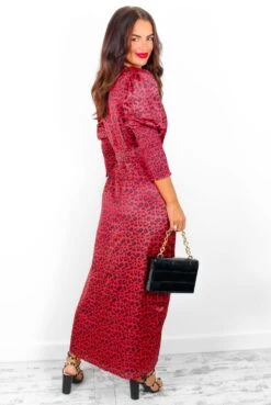 Glamorous Drive Em Wild - Red Leopard Print Midi Wrap Dress -Fashion Clothing Store Drive EmWild RedLeopardPrintMidiWrapDress 3