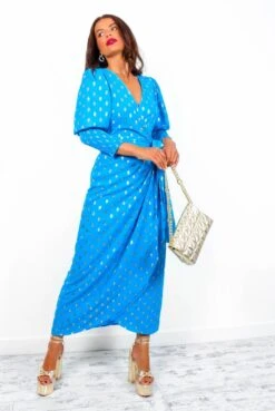 Glamorous Drive 'Em Wild - Teal Gold Foil Spot Midi Wrap Dress 20 Glamorous Drive 'Em Wild - Teal Gold Foil Spot Midi Wrap Dress -Fashion Clothing Store Drive EmWild TealGoldFoilSpotMidiWrapDress7