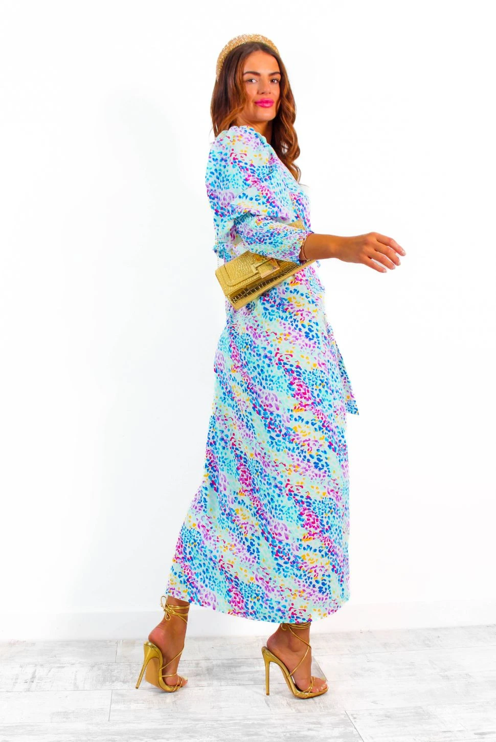 Glamorous Drive Em Wild - White Blue Multi Leopard Print Midi Wrap Dress 7 Glamorous Drive Em Wild - White Blue Multi Leopard Print Midi Wrap Dress - Image 7