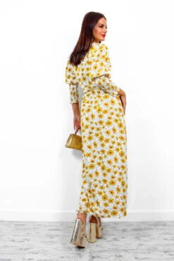 Glamorous Drive Em Wild - White Multi Floral Midi Wrap Dress -Fashion Clothing Store Drive EmWild WhiteMultiFloralMidiWrapDress 3