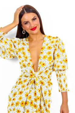 Glamorous Drive Em Wild - White Multi Floral Midi Wrap Dress -Fashion Clothing Store Drive EmWild WhiteMultiFloralMidiWrapDress 6