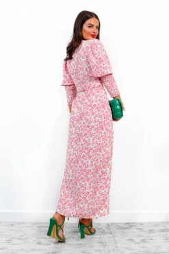 Glamorous Drive Em Wild - White Pink Ditsy Midi Wrap Dress -Fashion Clothing Store Drive EmWild WhitePinkDitsyMidiWrapDress 6