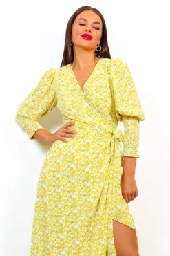 Drive Em Wild - Yellow Ditsy Floral Midi Wrap Dress 13 Drive Em Wild - Yellow Ditsy Floral Midi Wrap Dress -Fashion Clothing Store Drive EmWild YellowDitsyFloralMidiWrapDress 1