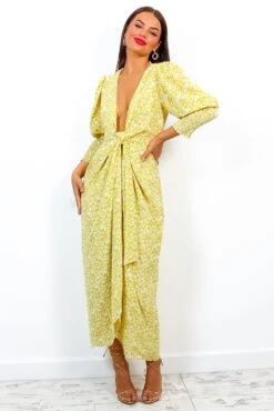 Drive Em Wild - Yellow Ditsy Floral Midi Wrap Dress 12 Drive Em Wild - Yellow Ditsy Floral Midi Wrap Dress -Fashion Clothing Store Drive EmWild YellowDitsyFloralMidiWrapDress 3