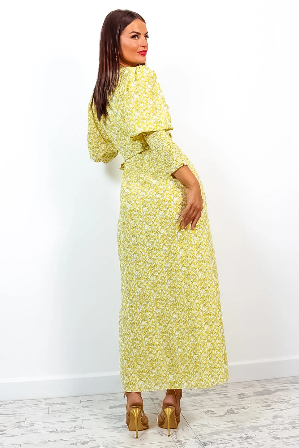 Drive Em Wild - Yellow Ditsy Floral Midi Wrap Dress 9 Drive Em Wild - Yellow Ditsy Floral Midi Wrap Dress - Image 9