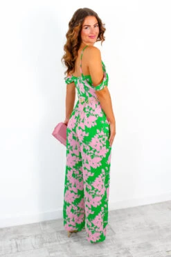 Elegance Is Everything - Green Pink Floral Print Jumpsuit -Fashion Clothing Store EleganceIsEverything GreenPinkFloralPrintJumpsuit 1