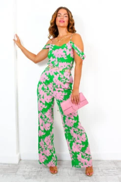 Elegance Is Everything - Green Pink Floral Print Jumpsuit -Fashion Clothing Store EleganceIsEverything GreenPinkFloralPrintJumpsuit 6