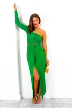 Elegance Is Key - Green One Shoulder Midi Dress 15 Elegance Is Key - Green One Shoulder Midi Dress -Fashion Clothing Store EleganceIsKey GreenOneShoulderMidiDress 1
