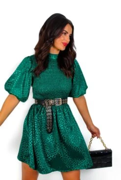 Embrace You - Emerald Leopard Print Mini Dress -Fashion Clothing Store EmbraceYou EmeraldLeopardPrintMiniDress4