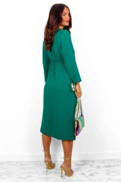 Eternal Beauty - Forest Ruched Midi Dress -Fashion Clothing Store EternalBeauty ForestRuchedMidiDress2