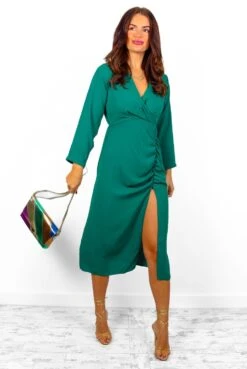 Eternal Beauty - Forest Ruched Midi Dress -Fashion Clothing Store EternalBeauty ForestRuchedMidiDress3