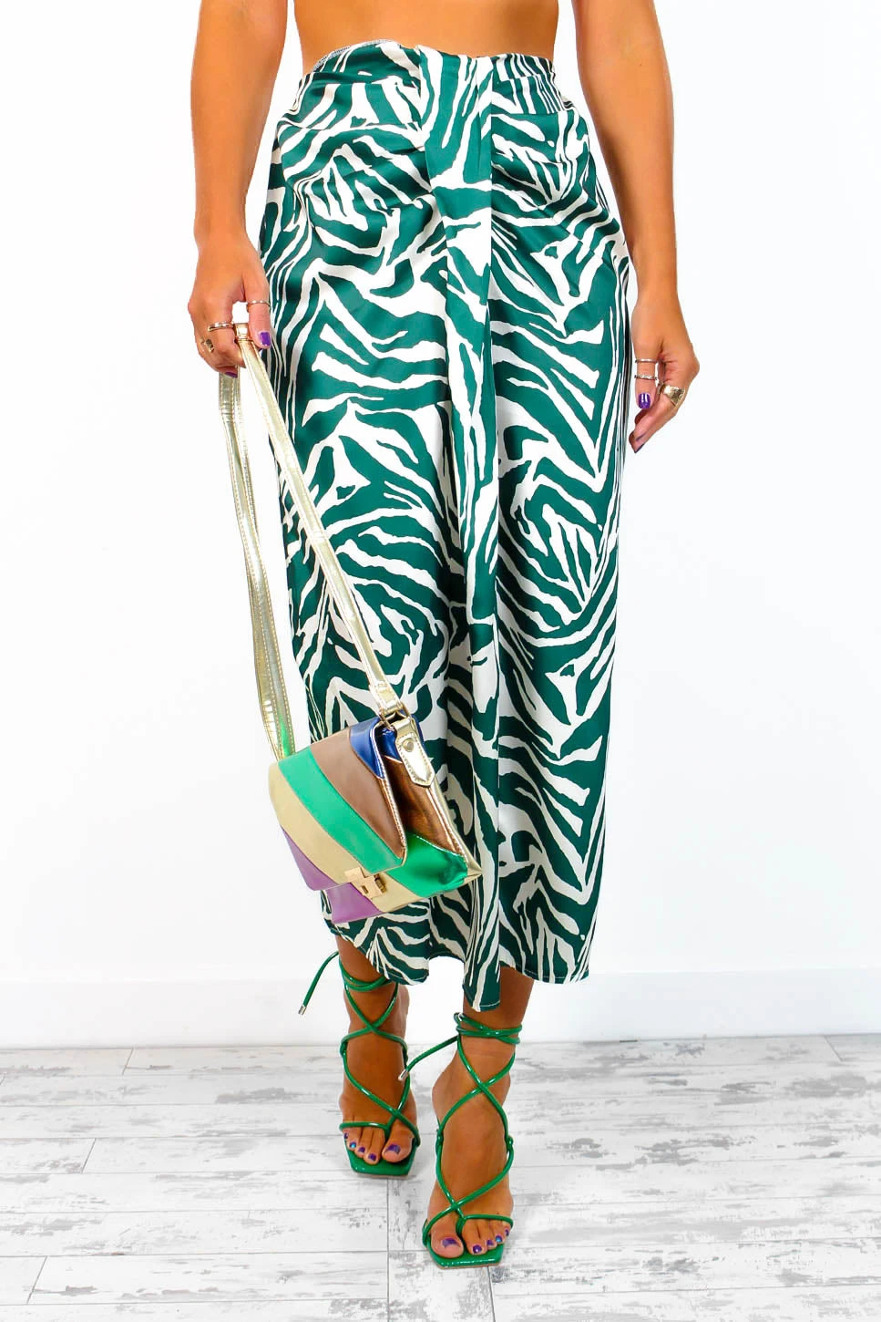 Eternal Style - Green Zebra Knot Front Midi Skirt 5 Eternal Style - Green Zebra Knot Front Midi Skirt - Image 5