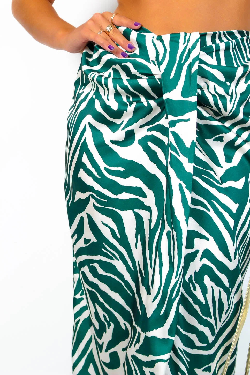 Eternal Style - Green Zebra Knot Front Midi Skirt 4 Eternal Style - Green Zebra Knot Front Midi Skirt - Image 4