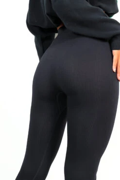 Everyday Chic - Black Structured Contour Ribbed Leggings -Fashion Clothing Store EverydayChic BlackStructuredContourRibbedLeggingsDC2