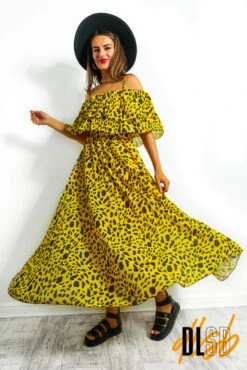 Fall In Love - Yellow Animal Print Maxi Dress -Fashion Clothing Store FallInLove YellowPrintMidiDress 2