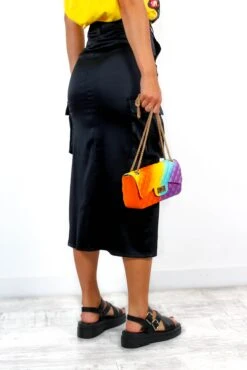 Fight For What You Love - Black Textured Satin Cargo Midi Skirt 9 Fight For What You Love - Black Textured Satin Cargo Midi Skirt -Fashion Clothing Store FightForWhatYouLove BlackTexturedSatinCargoMidiSkirt 5