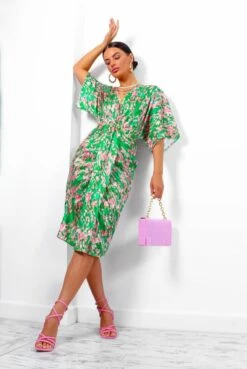 Finders Keepers - Green Pink Printed Midi Dress -Fashion Clothing Store FindersKeepers GreenPinkPrintedMidiDress 6