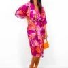 Finders Keepers - Magenta Orange Floral Midi Dress