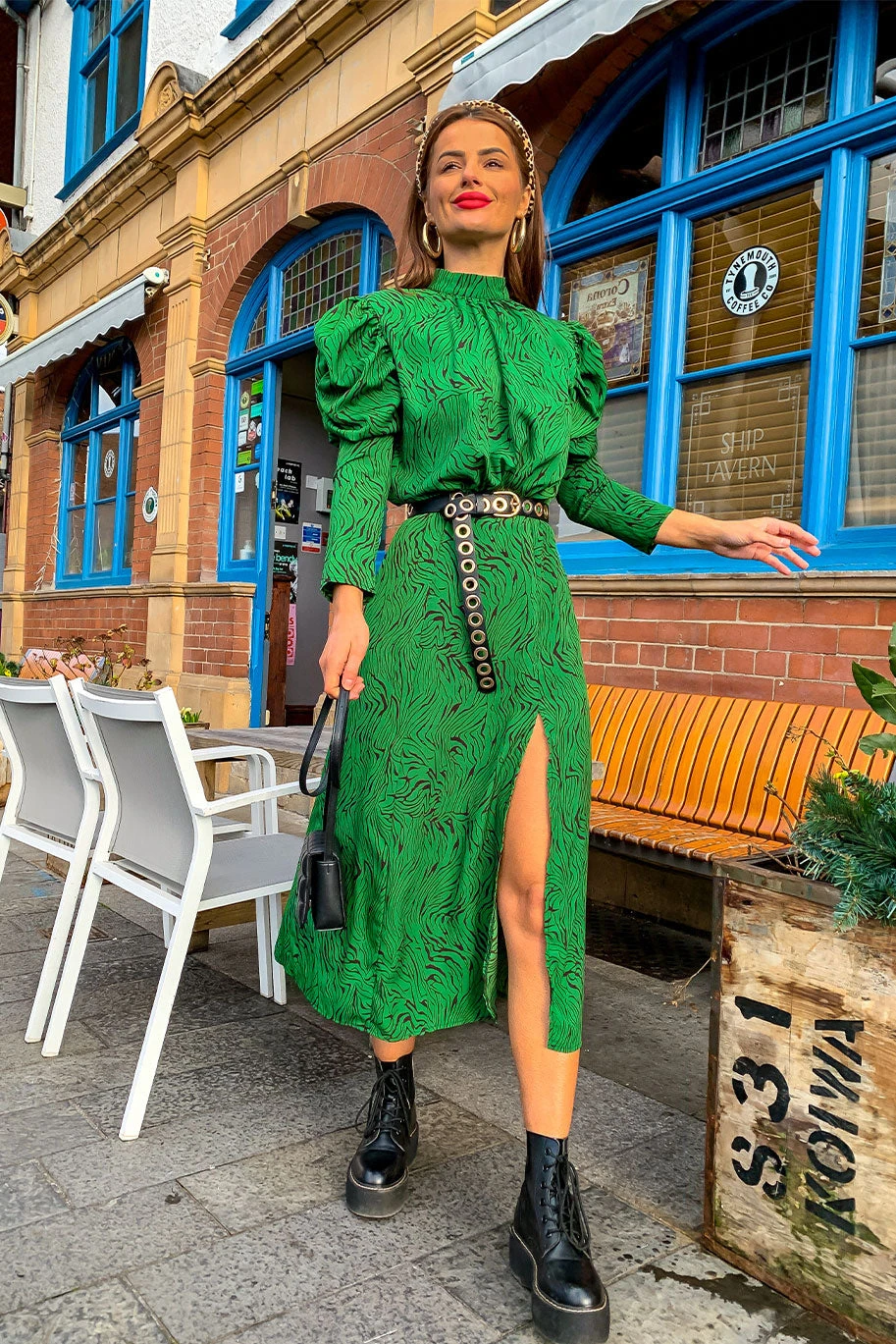 AX Paris First Date - Green Animal Print Midi Dress 1 AX Paris First Date - Green Animal Print Midi Dress