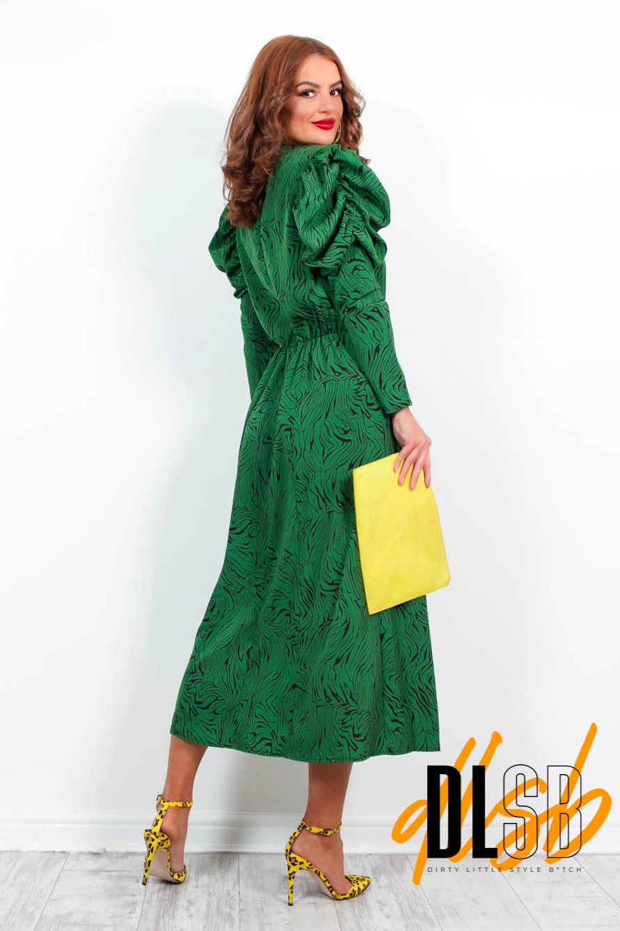 AX Paris First Date - Green Animal Print Midi Dress 6 AX Paris First Date - Green Animal Print Midi Dress - Image 6