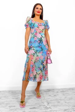 Floral Frenzy - Blue Floral Midi Dress 14 Floral Frenzy - Blue Floral Midi Dress -Fashion Clothing Store FloralFrenzy BlueFloralMidiDress 1