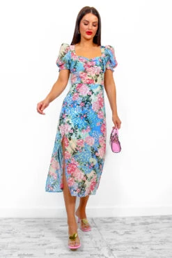 Floral Frenzy - Blue Floral Midi Dress 16 Floral Frenzy - Blue Floral Midi Dress -Fashion Clothing Store FloralFrenzy BlueFloralMidiDress 2