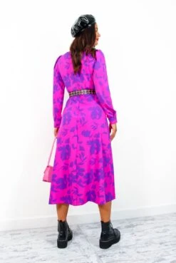 Floral Frenzy - Magenta Purple Floral Midi Dress 9 Floral Frenzy - Magenta Purple Floral Midi Dress -Fashion Clothing Store FloralFrenzy MagentaPurpleFloralMidiDress3