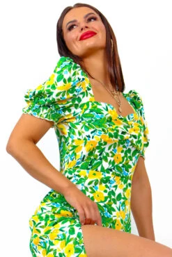 Floral Frenzy - Yellow Multi Floral Midi Dress -Fashion Clothing Store FloralFrenzy YellowMultiFloralMidiDress 7