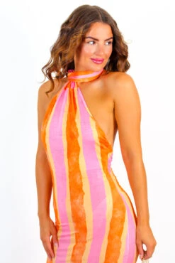 Focus On Me - Orange Pink Stripe One Shoulder Maxi Dress 17 Focus On Me - Orange Pink Stripe One Shoulder Maxi Dress -Fashion Clothing Store FocusOnMe OrangePinkStripeOneShoulderMaxiDress