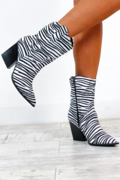 Follow Me To The Rodeo - Black White Zebra Print Cowboy Boots 10 Follow Me To The Rodeo - Black White Zebra Print Cowboy Boots -Fashion Clothing Store FollowMeToTheRodeo BlackWhiteZebraPrintCowboyBoots 5