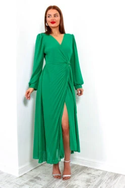 For The Fame - Green Pleated Midi Wrap Dress 13 For The Fame - Green Pleated Midi Wrap Dress -Fashion Clothing Store ForTheFame GreenPleatedMidiWrapDress1