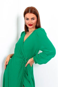 Fashion Clothing Store -Fashion Clothing Store ForTheFame GreenPleatedMidiWrapDress2
