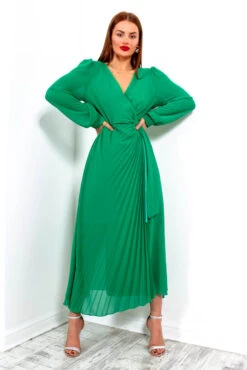 For The Fame - Green Pleated Midi Wrap Dress 9 For The Fame - Green Pleated Midi Wrap Dress -Fashion Clothing Store ForTheFame GreenPleatedMidiWrapDress5