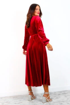 For The Fame - Wine Velvet Midi Wrap Dress -Fashion Clothing Store ForTheFame WineVelvetMidiWrapDress 6