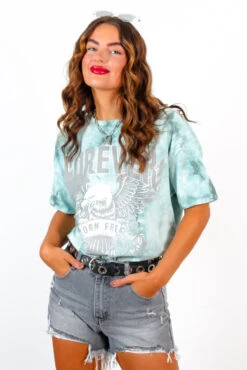 Forever Strong - Mint Green Tie Dye Graphic T-Shirt -Fashion Clothing Store ForeverStrong MintGreenTieDyeGraphicT Shirt 1