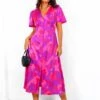 Forget Me Not - Pink Purple Floral Midi Dress