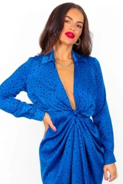 AX Paris Forget The Rules - Cobalt Black Animal Print Satin Midi Dress -Fashion Clothing Store ForgetTheRules CobaltBlackAnimalPrintSatinMidiDress 6