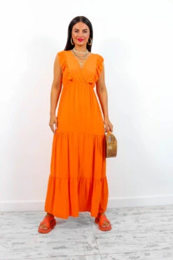 Frantic Romantic - Orange Tiered Maxi Dress -Fashion Clothing Store FranticRomantic OrangeTieredMaxiDress1