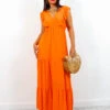 Frantic Romantic - Orange Tiered Maxi Dress