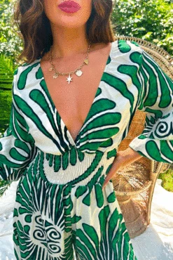 Free Spirited - Cream Green Abstract Print Wide Leg Jumpsuit 11 Free Spirited - Cream Green Abstract Print Wide Leg Jumpsuit -Fashion Clothing Store Free Spirited Cream Green Abstract Print Wide Leg Jumpsuit