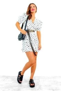 AX Paris Frill Seeker - White Black Printed Mini Dress -Fashion Clothing Store FrillSeeker WhiteBlackPrintedMiniDress 2