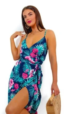 Garden Party - Navy Pink Floral Tropical Maxi Dress -Fashion Clothing Store GardenParty NavyPinkFloralTropicalMaxiDress 6