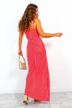Garden Party - Red Pink Stripe Maxi Dress -Fashion Clothing Store GardenParty RedPinkStripeMaxiDress 2
