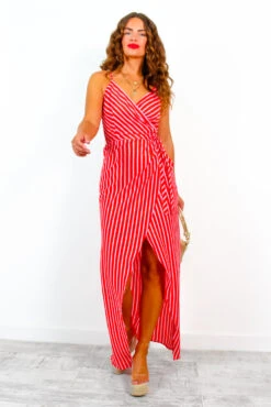 Garden Party - Red Pink Stripe Maxi Dress -Fashion Clothing Store GardenParty RedPinkStripeMaxiDress 4