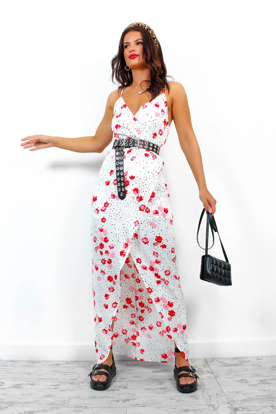 Garden Party - White Red Floral Maxi Dress 3 Garden Party - White Red Floral Maxi Dress - Image 3