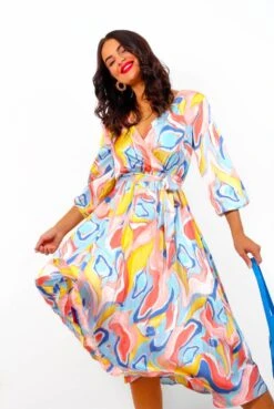 Give Me A Swirl - Blue Coral Pleated Midi Dress -Fashion Clothing Store GiveMeASwirl BlueCoralPleatedMidiDress2