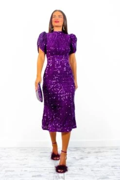 Glamazon - Purple Sequin Midi Dress -Fashion Clothing Store Glamazon PurpleSequinMidiDress1