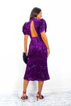 Glamazon - Purple Sequin Midi Dress