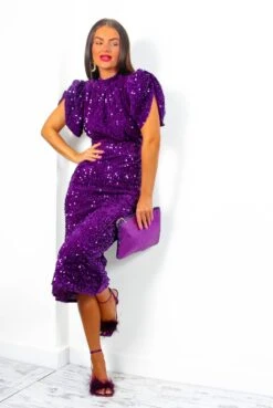 Glamazon - Purple Sequin Midi Dress -Fashion Clothing Store Glamazon PurpleSequinMidiDress6