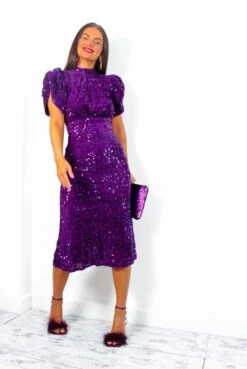 Glamazon - Purple Sequin Midi Dress -Fashion Clothing Store Glamazon PurpleSequinMidiDress7